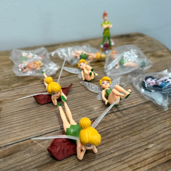 Disney Other - Disney Tinker Bell Peter Pan Fairy Figurine Lot Vidia Cake Toppers 10pc